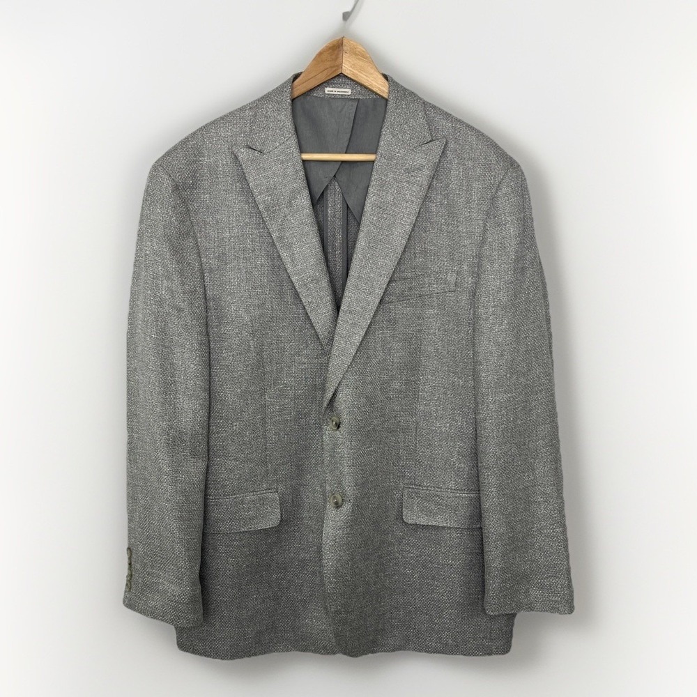 Joseph Abboud Heritage Blazer 44R Gray Linen‎ Blend Unstructured Jacket Textured